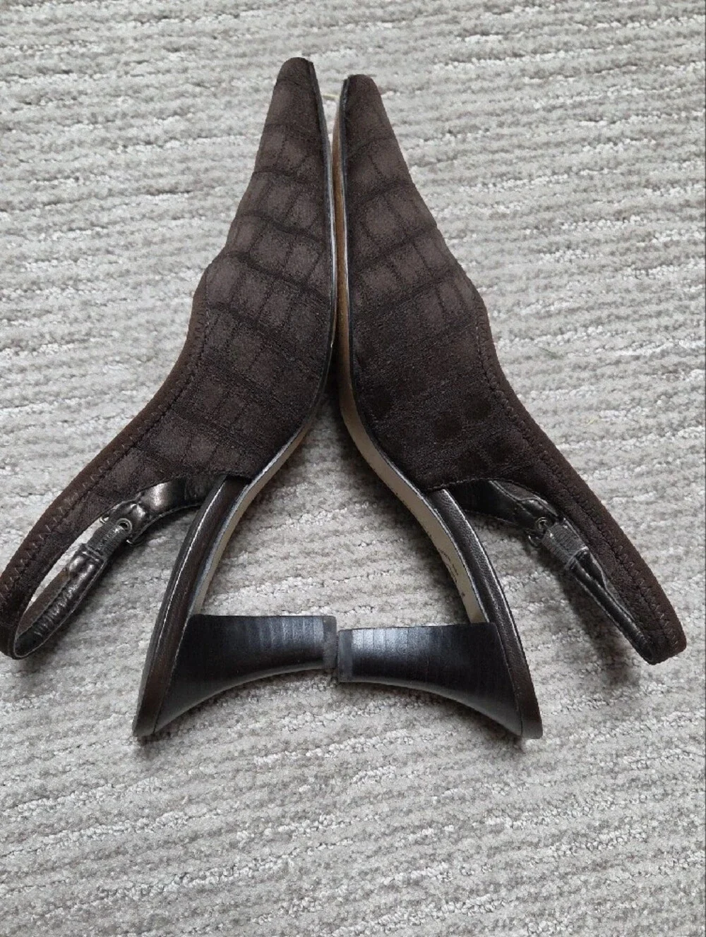Liz Claiborne Dark Brown Fabric Slingback Heels